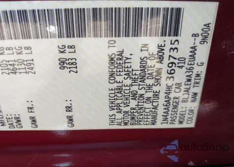 2017 Nissan Maxima 3.5S/Sv/Sl/Sr/Plat from USA, damaged, VIN 1N4AA6AP4HC369735